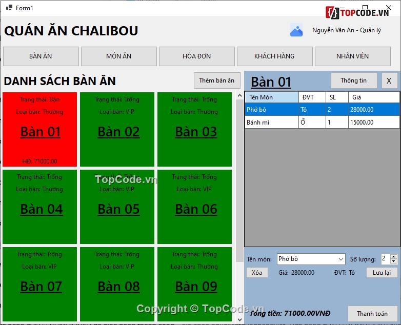 Quản lý quán ăn C#,Sharecode,Đồ án C#,code C#,quán ăn
