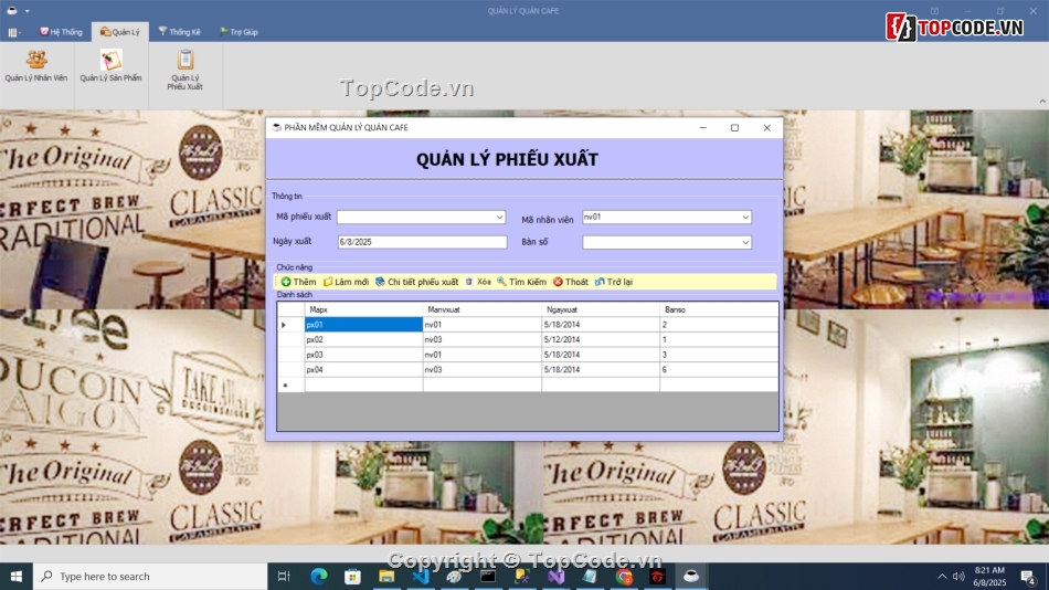 Cafe,C# quản lý cafe,Cafe winform,Quản lý quán Cafe