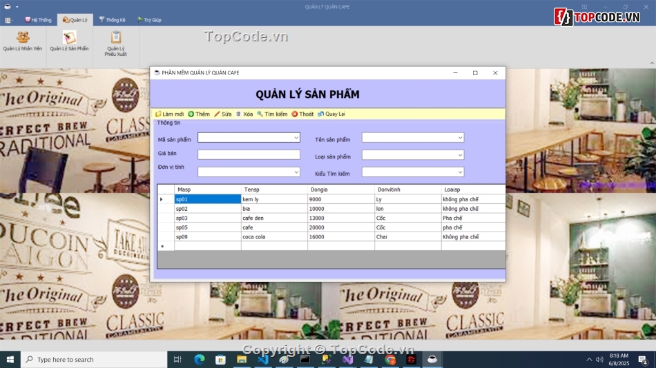 Cafe,C# quản lý cafe,Cafe winform,Quản lý quán Cafe
