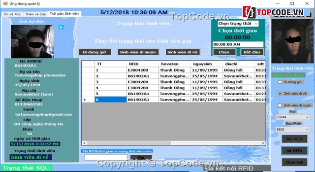 Ứng dụng thẻ RFID,quản lý thời gian,quản lý sinh viên,Quản lý điểm danh,Quản lý học sinh