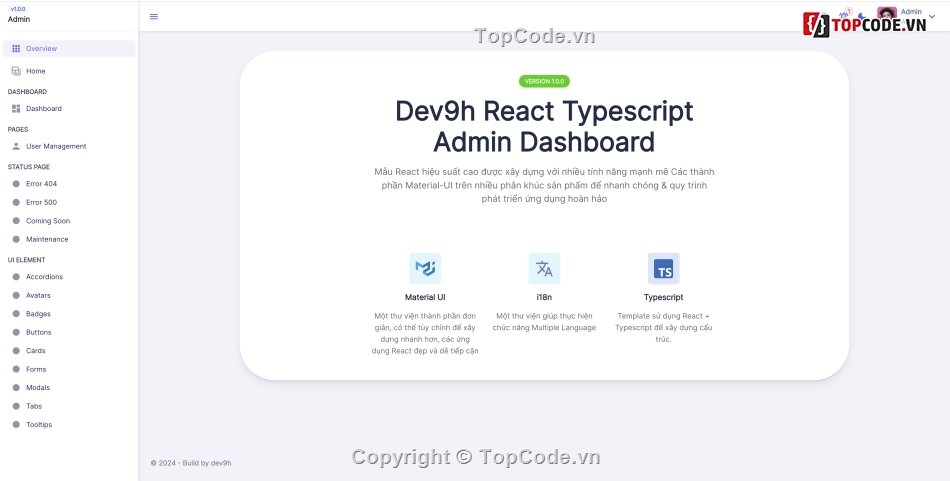 Template,React Admin,Typescript,Masterial Ui,Admin Dashboard Template