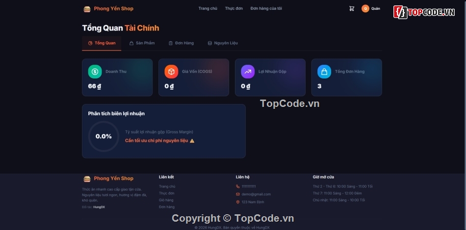 Đồ án website bán đồ ăn nhanh Nodejs ReactJS,Website đặt món ăn trực tuyến FastFood Pro,Full code website bán đồ ăn nhanh và quản lý kho,Hệ thống quản lý kho nguyên liệu và công thức món