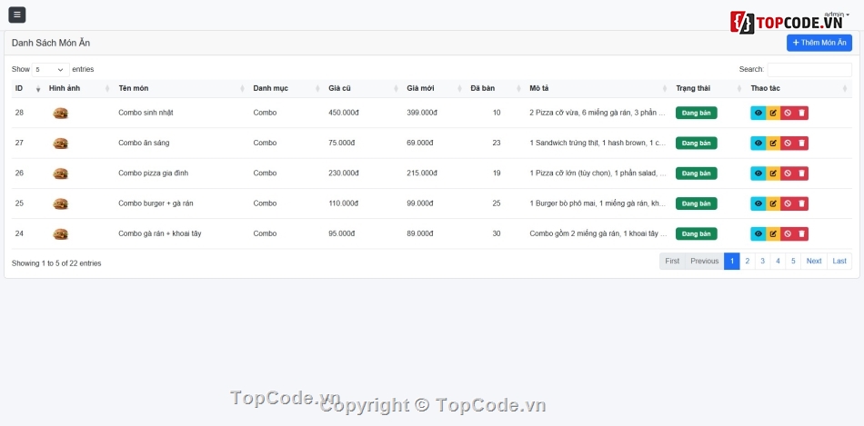 Website đặt món ăn trực tuyến,Hệ thống quản lý nhà hàng PHP,Thanh toán PayPal tích hợp PHP,Source code bán đồ ăn PHP PDO