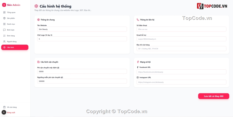 web làm đẹp,website đẹp,web mỹ phẩm,website mỹ phẩm,code web,website spa