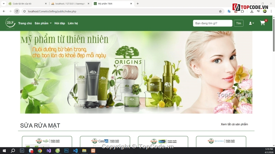 web mỹ phẩm,web làm đẹp,website mỹ phẩm,website spa