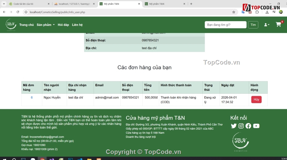 web mỹ phẩm,web làm đẹp,website mỹ phẩm,website spa