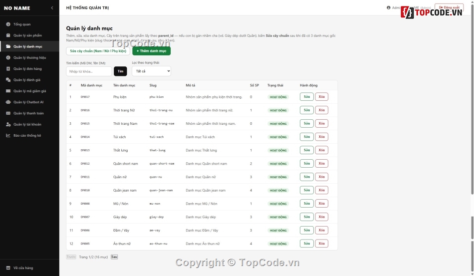web bán quần áo nodejs reactjs,website thời trang tích hợp chatbot ai,web e commerce thời trang mongodb nodejs,web bán hàng quần áo chuyên nghiệp