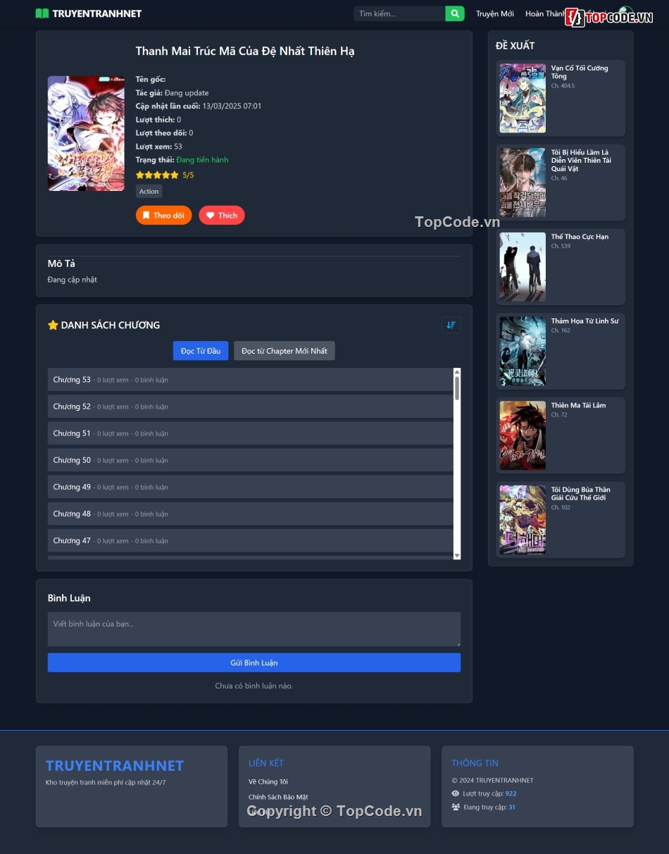 Source PHP,Web Đọc Truyện Tranh Nettruyen Clone,Code Web Đọc Truyện Tranh,Source Code Truyện,Website Truyện Tranh