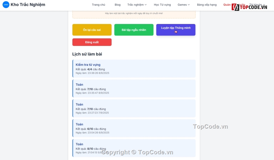 code web trắc nghiệm,website trắc nghiệm,web trắc nghiệm,souce trắc nghiệm