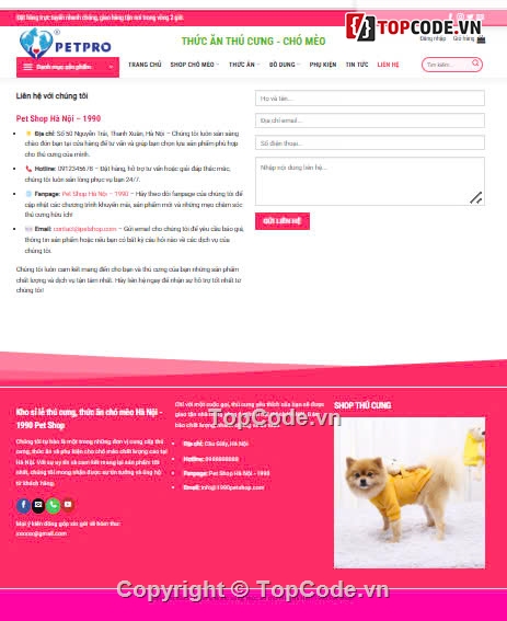 thú cưng,website bán thức ăn chó mèo,web thú cưng,Sharecode Website thức ăn thú cưng chó mèo