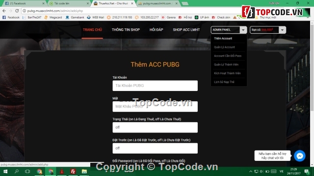 code thuê acc pubg,code bán acc garena,Webstie bán ac bubg,Website bán nick garena,Shops bán ac game PHP