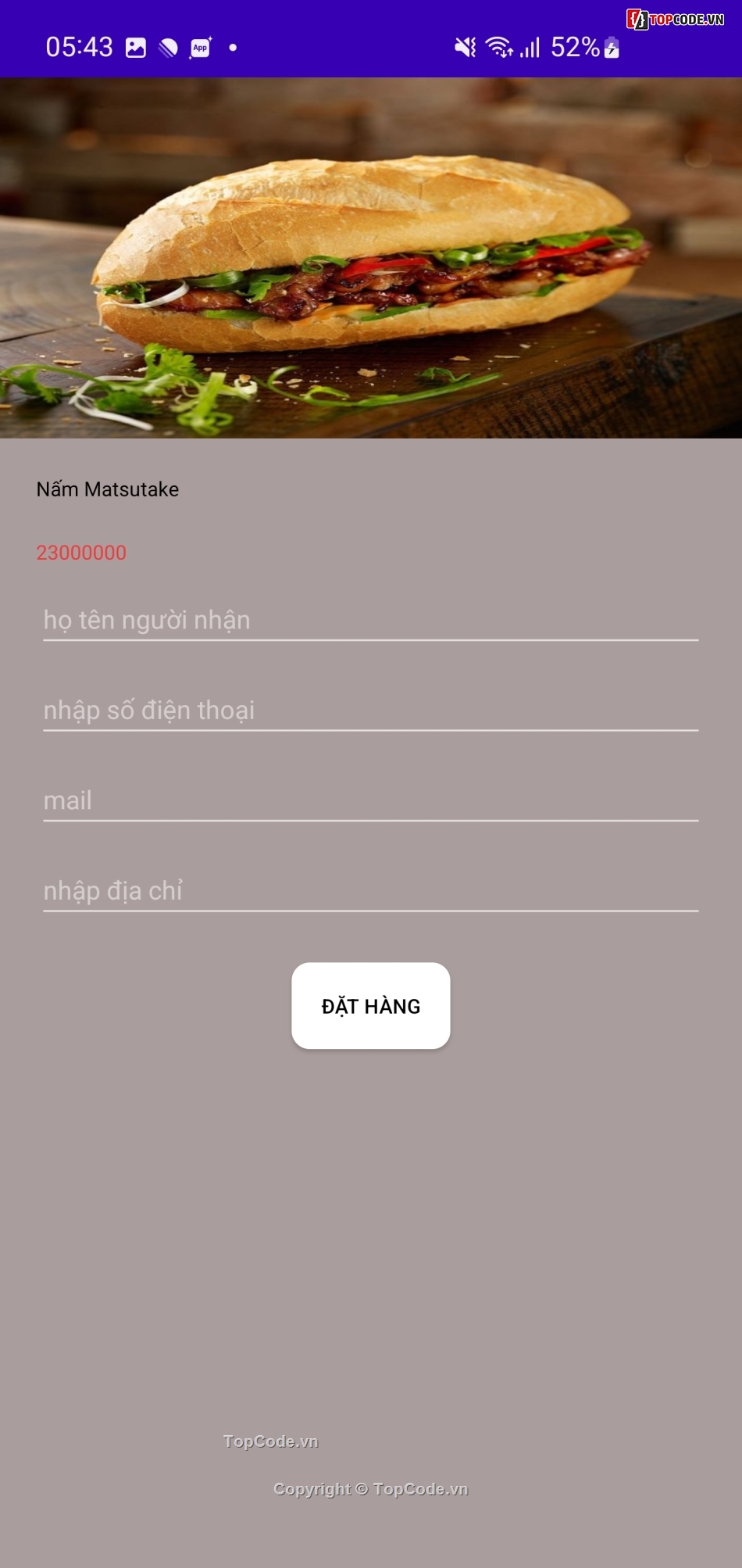 app bán hàng android,app đặt đồ ăn,ứng dụng đồ ăn android