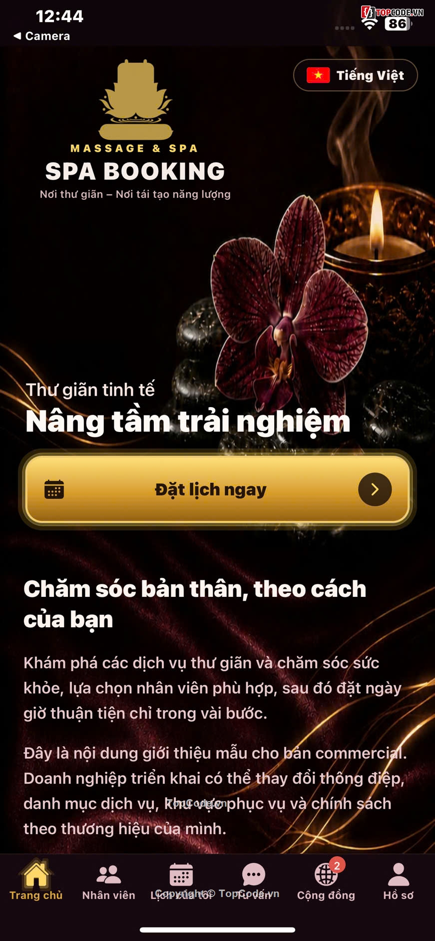 app đặt lịch,source code spa,app spa,quản lý spa,code app spa