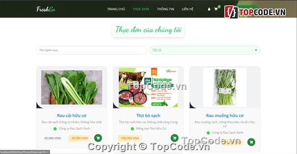 Web ẩm thực,Web bán thực phẩm sạch,Website bán thực phẩm,Web thực phẩm sạch,ASP.NET,Source code Website