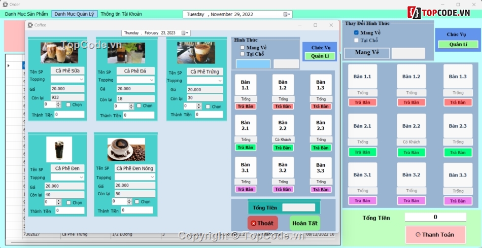 Code đồ án quản lý cafe,Code phần mềm quản lý,code C# Quản lý quán cafe,c# quản lý cafe,Code đồ án quản lý Coffee