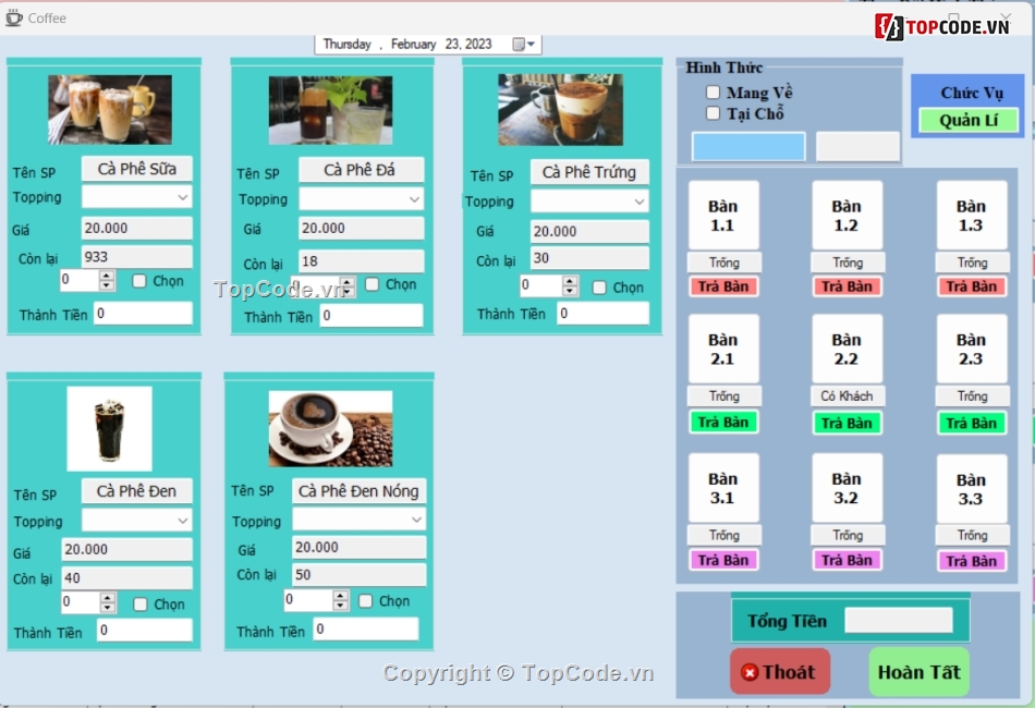 Code đồ án quản lý cafe,Code phần mềm quản lý,code C# Quản lý quán cafe,c# quản lý cafe,Code đồ án quản lý Coffee