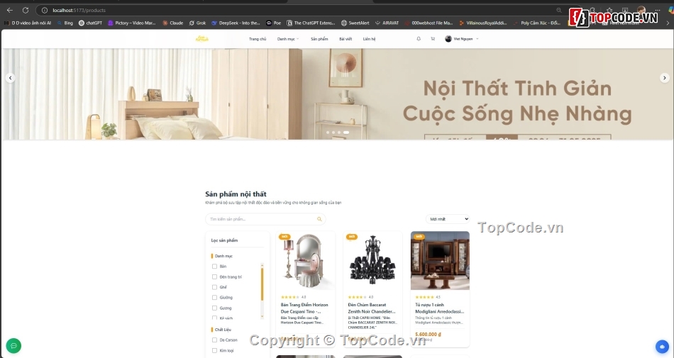 Website bán hàng,AI,Laravel,chat realtime,reactjs,Code đồ án