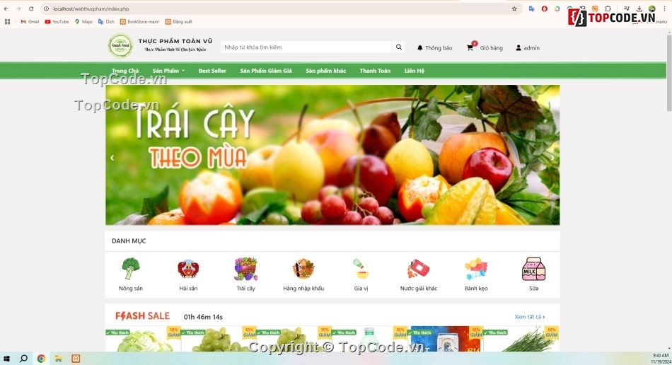 Web bán thực phẩm sạch,Website bán thực phẩm,Website thực phẩm sạch,thực phẩm sạch,web rau củ quả,code bán thực phẩm