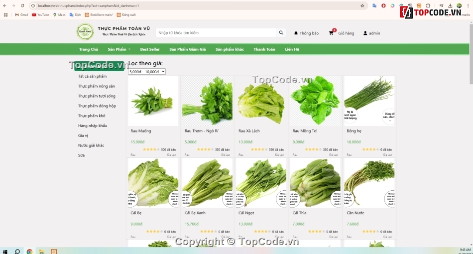 Web bán thực phẩm sạch,Website bán thực phẩm,Website thực phẩm sạch,thực phẩm sạch,web rau củ quả,code bán thực phẩm