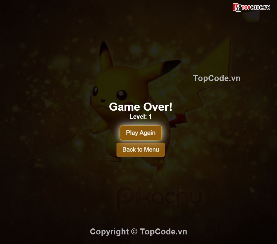 Source Game Pikachu,Download Code Game Pikachu,Game HTML5,Source Code Game Javascript