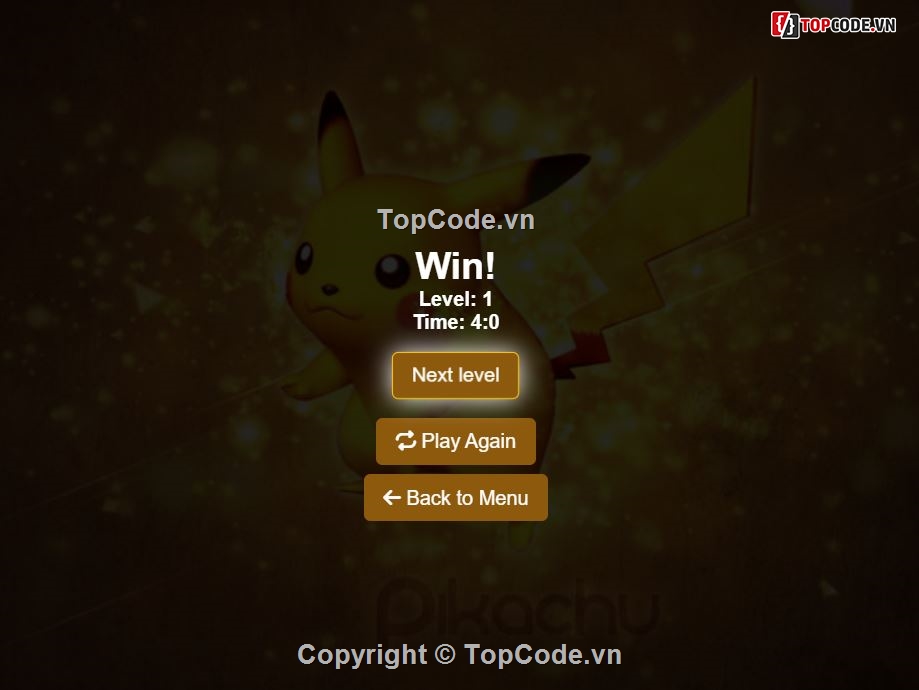 Source Game Pikachu,Download Code Game Pikachu,Game HTML5,Source Code Game Javascript