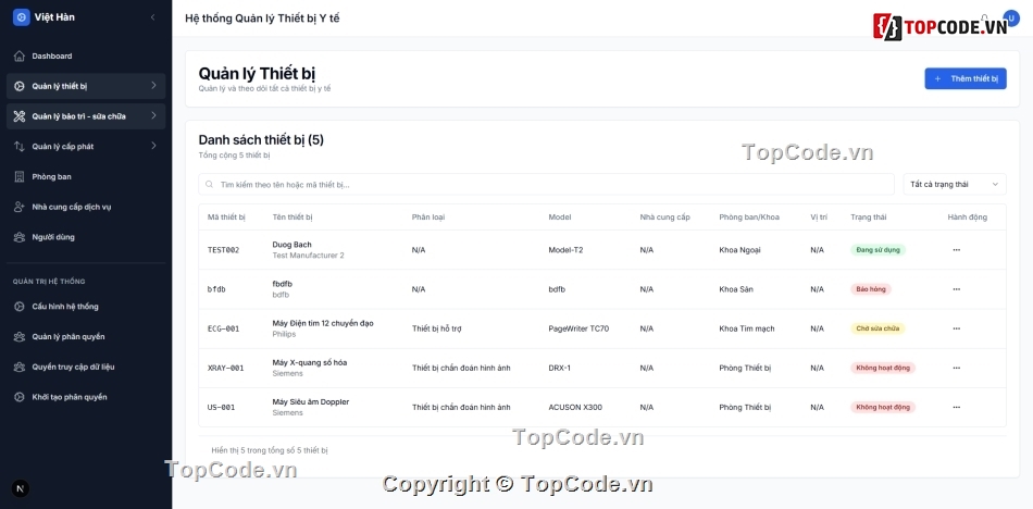 Source code quản lý thiết bị,quản lý thiết bị y tế,nextjs nestjs,source code quản lý,phần mềm bệnh viện,hospital management