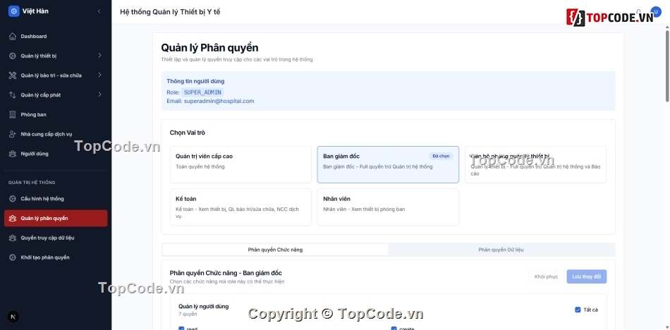 Source code quản lý thiết bị,quản lý thiết bị y tế,nextjs nestjs,source code quản lý,phần mềm bệnh viện,hospital management