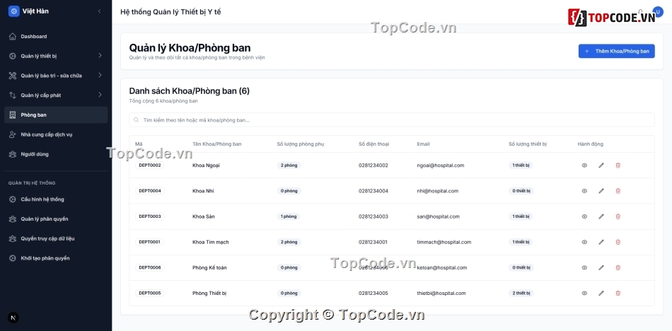 Source code quản lý thiết bị,quản lý thiết bị y tế,nextjs nestjs,source code quản lý,phần mềm bệnh viện,hospital management