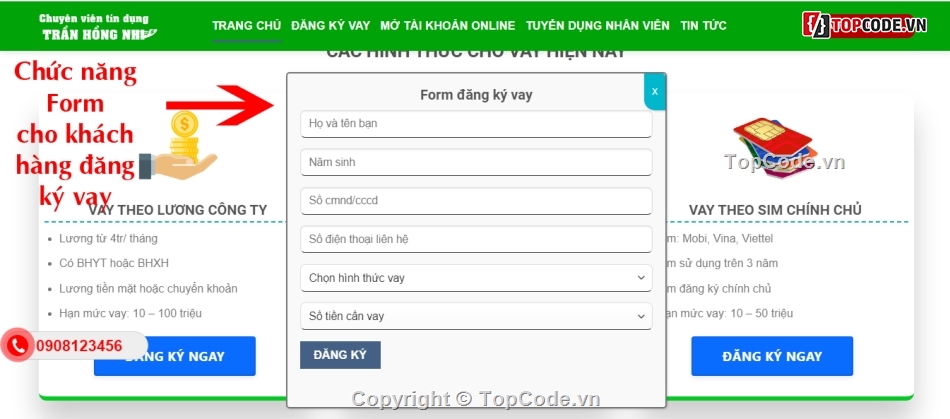 Code web vay tiền,code dịch vụ vay tiền,code web affiliate,Share code mẫu web vay tiền