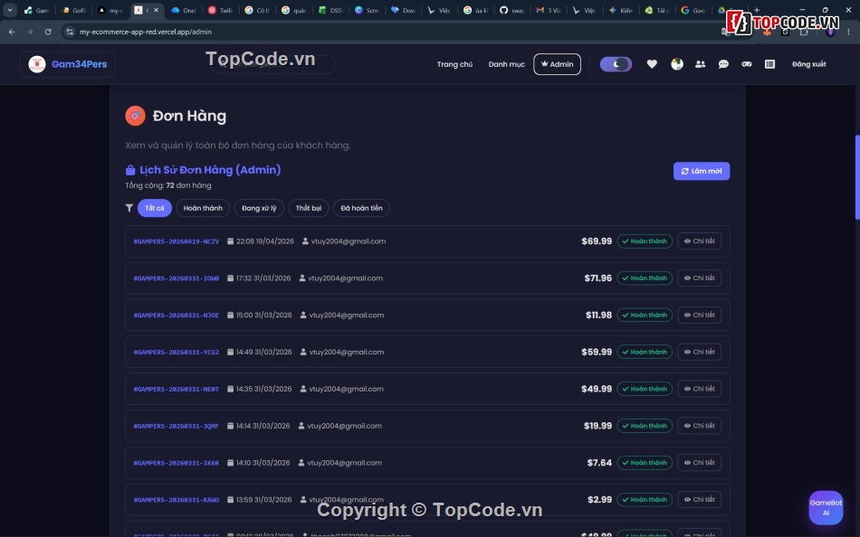 website thương mại điện tử,code website bán hàng,đồ án tốt nghiệp mern stack,source code bán game,thanh toán stripe,chat realtime socketio
