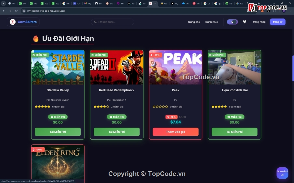 website thương mại điện tử,code website bán hàng,đồ án tốt nghiệp mern stack,source code bán game,thanh toán stripe,chat realtime socketio
