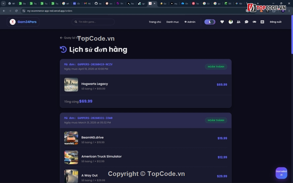 website thương mại điện tử,code website bán hàng,đồ án tốt nghiệp mern stack,source code bán game,thanh toán stripe,chat realtime socketio