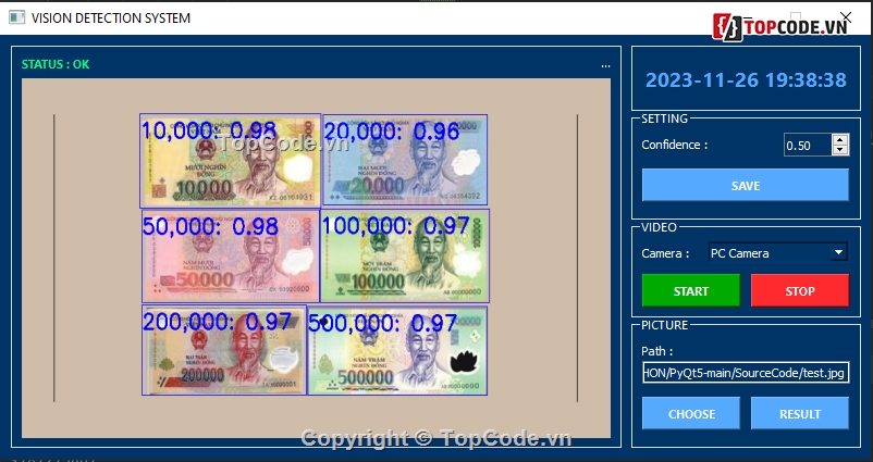 Code nhận dạng đồng tiền,Source Code nhận dạng đồng tiền Việt Nam,đồng tiền Việt Nam - Python AI Vision