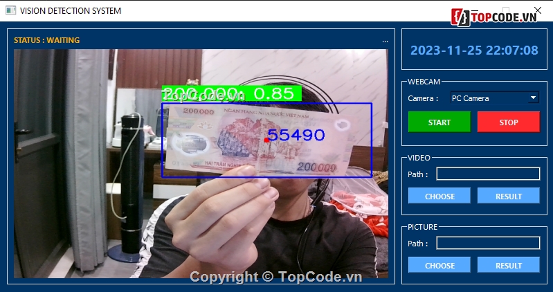 Code nhận dạng đồng tiền,Source Code nhận dạng đồng tiền Việt Nam,đồng tiền Việt Nam - Python AI Vision