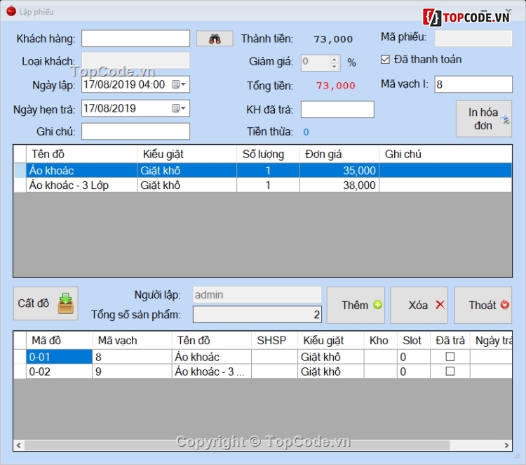 Phần mềm quản lý giặt là,source code quản lý giặt là,quản lý giặt là,demo quản lý giặt đồ