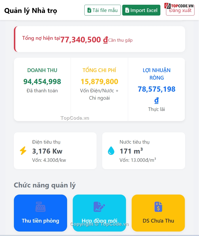 Quản lý nhà trọ,code phần mềm,code phần mềm quản lý