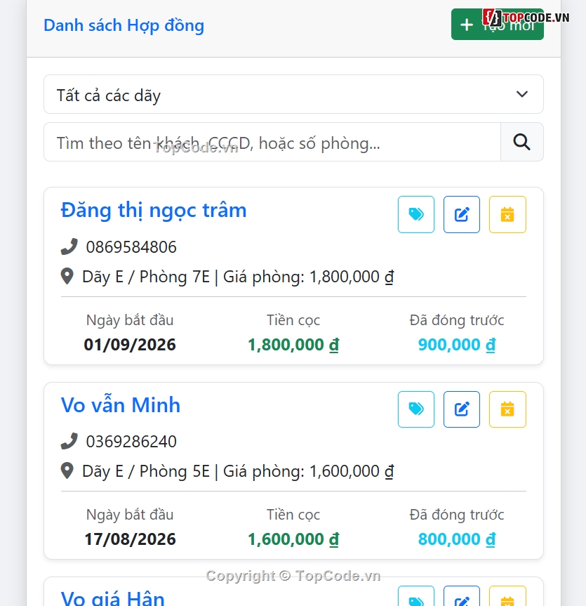 Quản lý nhà trọ,code phần mềm,code phần mềm quản lý