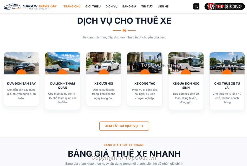 website thuê xe,website chuẩn SEO,web thuê xe,web du lịch