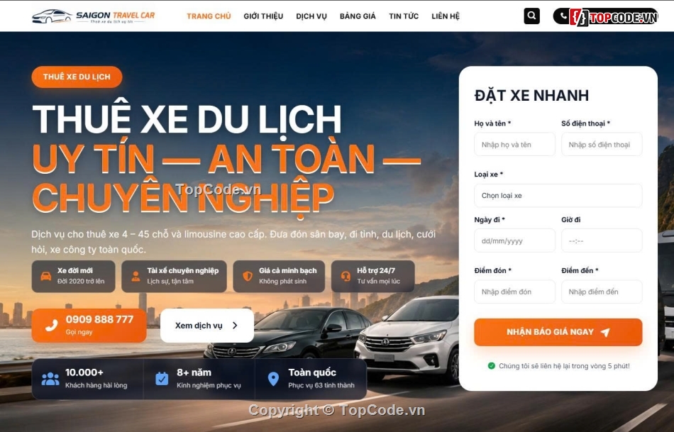 website thuê xe,website chuẩn SEO,web thuê xe,web du lịch