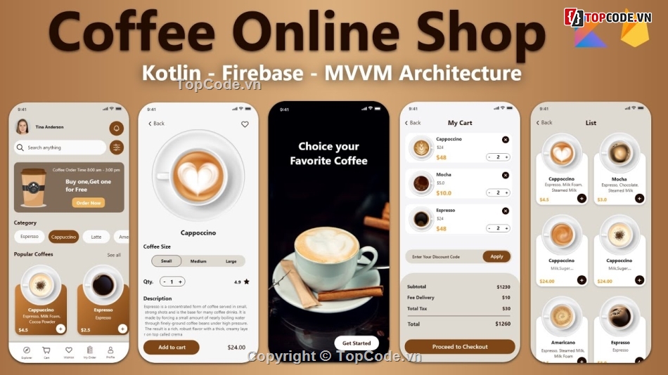 app Kotlin,ứng dụng coffee,đồ án mobile app,ứng dụng firebase,ứng dụng cà phê,code ứng dụng