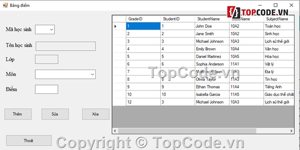 Code quản lý,Quản lý học sinh,mô hình 3 lớp,code C#