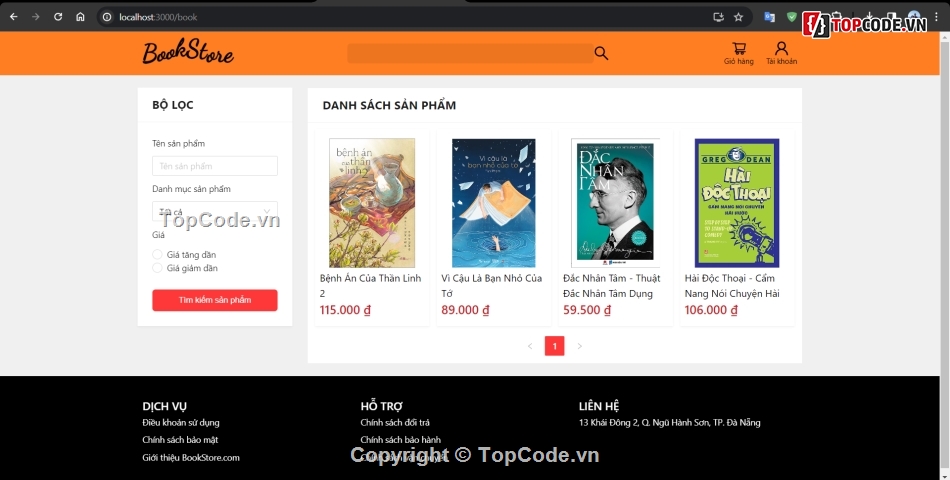 web bán sách,code đồ án web bán sách,code web,website bán sách,Đồ án website bán sách