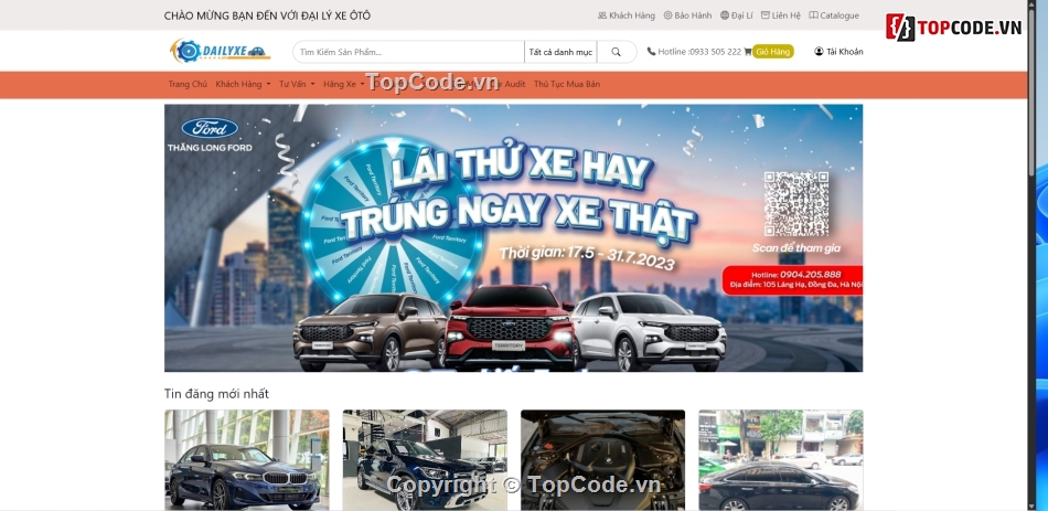 web bán ô tô,code php,code web ô tô
