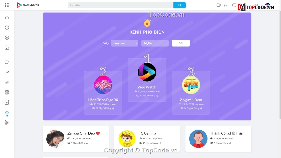 PlayTube,WeeWatch,website chia sẻ video,mạng chia sẻ video,chia sẻ code web chia sẻ video,code chia sẻ video