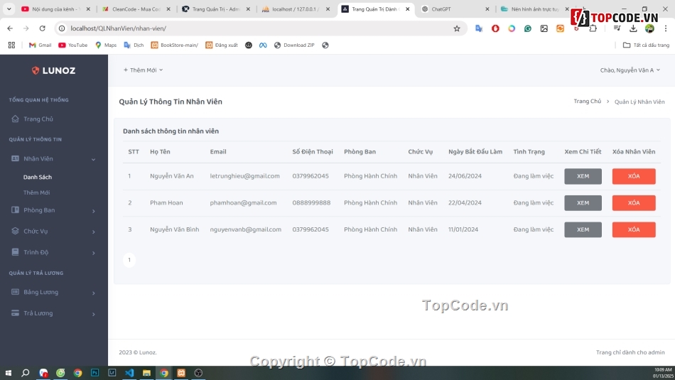 quản lý nhân sự,code quản lý nhân sự,web quản lý nhân viên,web quản lý nhân sự,web quản lý,quản lý