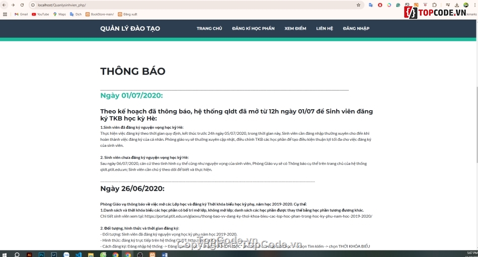 web quản lý điểm,quản lý điểm sinh viên,quản lý sinh viên,đăng ký học phần sinh viên