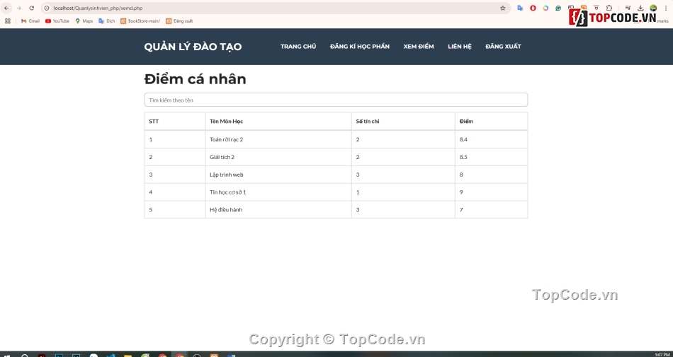 web quản lý điểm,quản lý điểm sinh viên,quản lý sinh viên,đăng ký học phần sinh viên