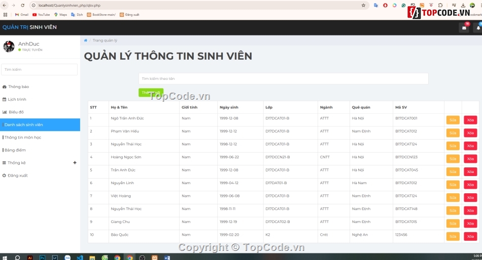 web quản lý điểm,quản lý điểm sinh viên,quản lý sinh viên,đăng ký học phần sinh viên