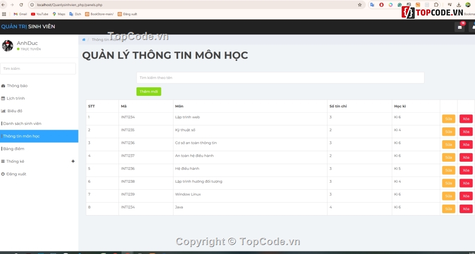 web quản lý điểm,quản lý điểm sinh viên,quản lý sinh viên,đăng ký học phần sinh viên