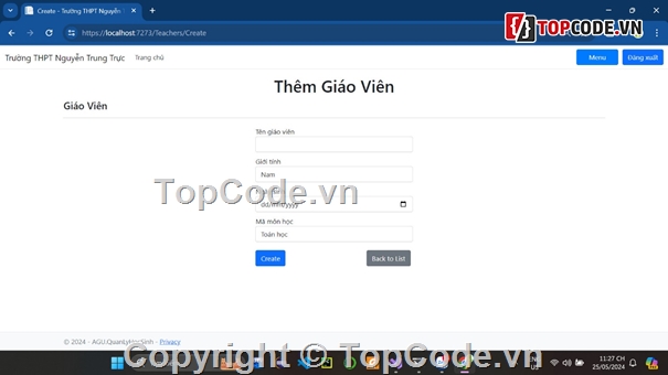 Quản lý học sinh,code web,mô hình MVC,MVC